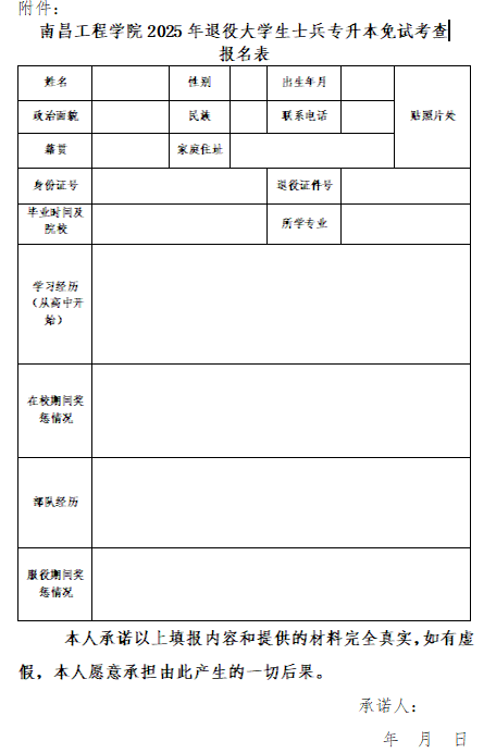 南昌工程学院退役士兵专升本